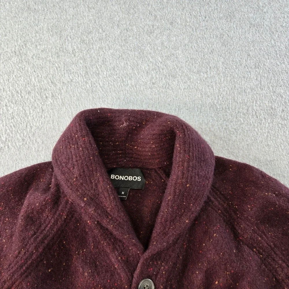 Bonobos Sweater Boys M Purple Cardigan Shawl Collar Pockets Wool Nylon